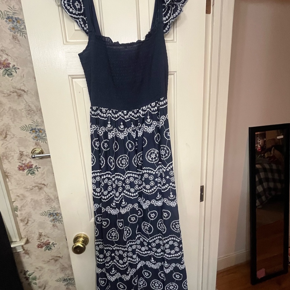 Elegant Navy and White Women's Dress
